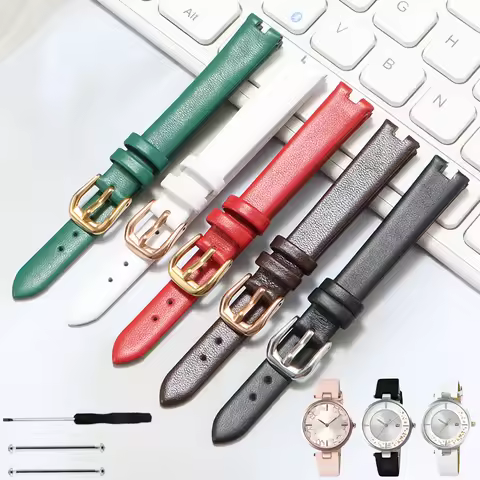 Notched genuine leather watch strap for Casio 5450 SH-C100L LTP-1241 Ladies' bracelet for Gucci YA14