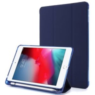 全城熱賣 - 適用於 iPad Mini 4 氣囊三折左右開皮套 帶支架（深藍色）