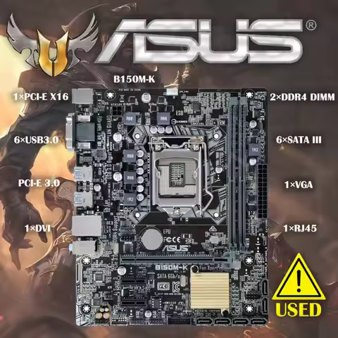 Asus B150M-K Desktop Motherboard B150 Socket LGA 1151 i7 i5 i3 DDR4 32G SATA3 Micro-ATX