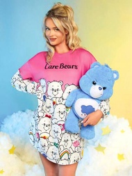 SHEIN X Care Bears 卡通字母圖案落肩T恤洋裝