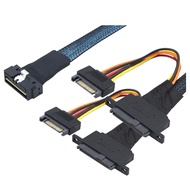 【Latest model】SATA Power for SSD 1M Cable- PCI-E Slimline LP Low Profile SFF-8654 8I 74P to 2X SFF-8