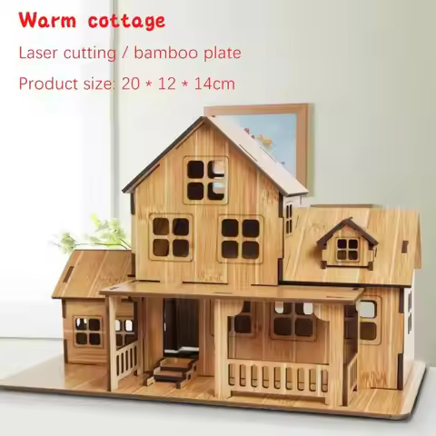 Wooden Jigsaw 3D Building Model Game Diy Handmade Comfortable House Villa Children Adult Birthday Gi