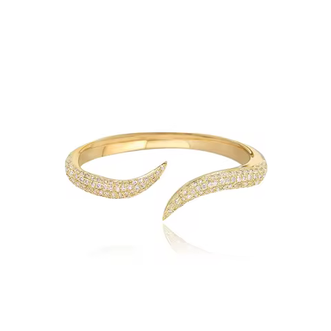 Curved Spike CZ Band Geometric Open Adjusted Women Rings 3 Colors Micro Pave Cubic Zirconia Finger J