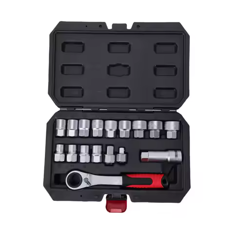 Pass Through Ratchet and Socket Set 10-24mm 12 Point Pass Through Socket 72T Ratchet Wrench with 1/2