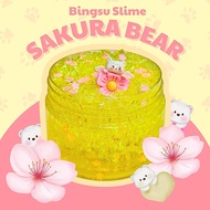 SA [NEW] SAKURA BEAR (Bingsu Slime), crispy yellow bingsu slime, with cherry blossom sequins
