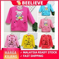 [6-13Y] BEELIEVE Baju Budak Perempuan Lengan Panjang Kain Cotton Budak Children Girl Long Sleeve Cotton T Shirt