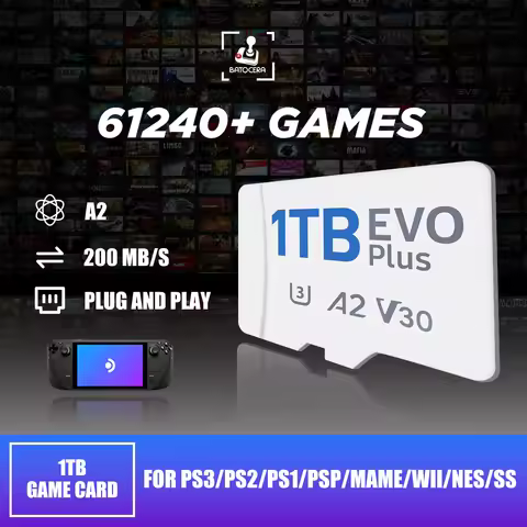 Batocera 39 System 1TB Game Card with 61240+Games&70+Emulators for Steam Deck/Win 600/Win PC/Laptop 