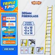 Wadfow 2 x 10 | 2 x 12 | 2 x 14 Extension Fiberglass Ladder Max Load 150kg (330 lbs) WLD0920 (WHT)