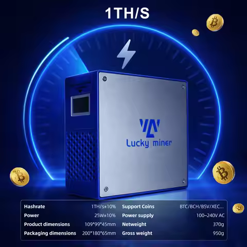 Lucky Miner LV07 1TH/s SHA256 ASIC Bitcoin Miner with Power Supply Solo Lottery BTC BCH Mining Machi