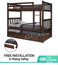 Q 10 - (2 Options) Detachable Solid Wood Single Double Decker Bed / 3 Single Beds Double Decker Bed 