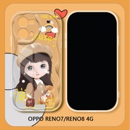 For OPPO Reno7 Reno 7Z 5G Reno6 Reno5 Reno4 Pro 4G R15 Pro R17 Soft Silicone Phone Casing Cute Cartoon Beret Girl Wave Edge Back Cover Case Protection Shockproof Cases