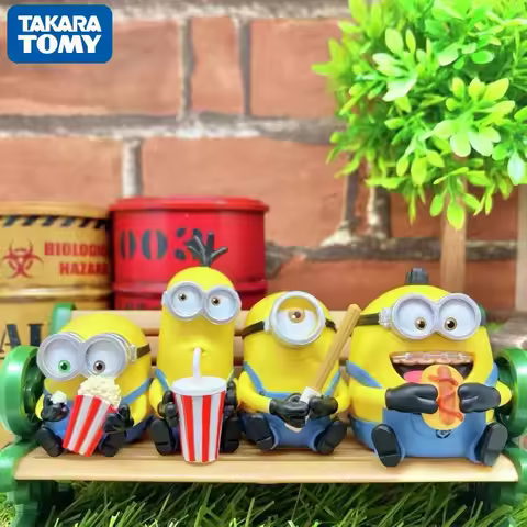 Takara Tomy Minions Capsule Gashapon Mini 3d Figurine Bob Kevin Stuart Otto Watching Movie Cinema Co