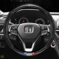 คาร์บอนไฟเบอร์หนัง3D บรรเทารถพวงมาลัย38ซม.สำหรับ Honda Accord City Brio CRV BRV URV HRV Jazz Odyssey Vezel Stream CRZ หยก Mobilio Amaze Greiz พอดี Freed GK5อุปกรณ์เสริม