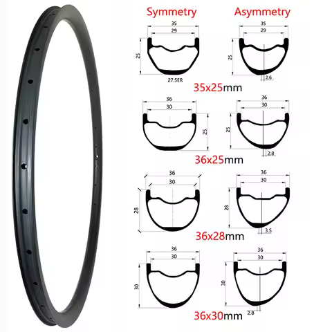 29er / 27.5er Carbon Rims 35x25| 36x25| 36x28|36x30mm Symmetry Asymmetry Carbon Wheels UD/3K/12K XC