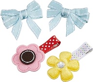 Angel's Ribbon AM-ATWIN008 Angels Ribbon (Left and Right with 2 Flowers), Hair Clip Set, Ages 0 and 