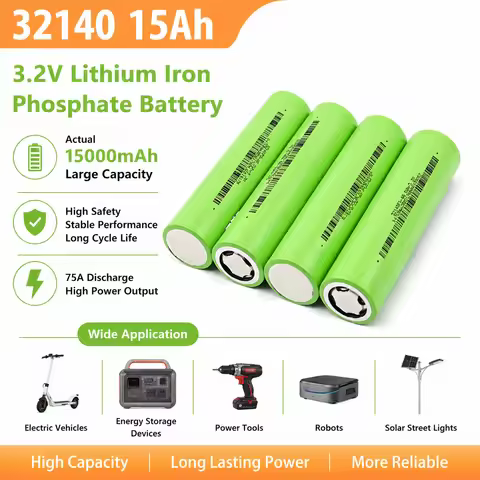 3.2V 32140 15Ah LiFePO4 battery pack, DIY 4S 8S 12V 24V 48V perfect for electric vehicle camping and