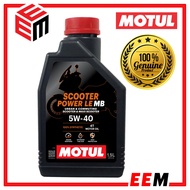 MOTUL SCOOTER POWER LE 4T 5W40 ENGINE LUBRICANT (100% GENUINE ) #SILA BACA DESCRIPTION #1.5L
