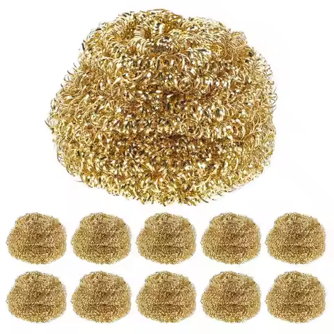 10Pcs Soldering Tip Cleaner Steel Wool Iron Copper Wire Cleaning Balls Soldering Tip Cleaner Brass W
