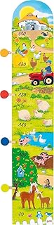 goki 60666 - Welcome to Our Farm Wooden Height Chart 90-140 cm for Children Including 4 Colourful Pe