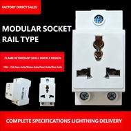 AC30 Modular Universal Three-Prong Socket 10A/16A Universal DIN Rail Mounting Power Socket