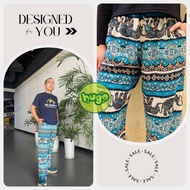 Quần Alibaba thổ cẩm bo gấu nam nữ - (Ảnh thật + có sẵn) - Quần thổ cẩm - quần lanh thổ cẩm họa tiết