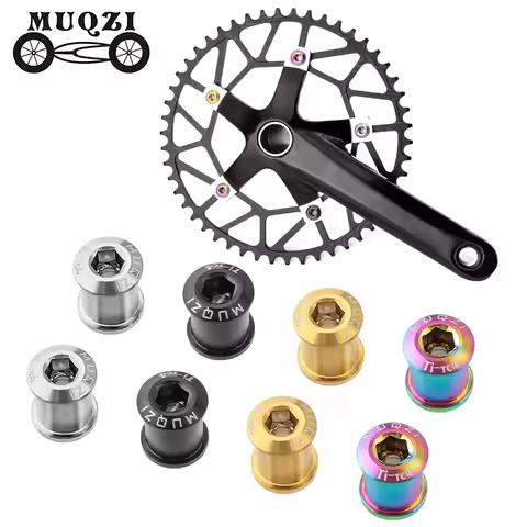 MUQZI 4 Pair Chainring Screws TC4 Titanium Alloy Crank Chain Ring Bolts For MTB Road Bike Single Dou