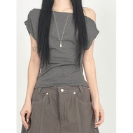 Codibook|Korea EEZEE Diagonal Shoulder Slim Short-Sleeved Top TS105 Women's Clothing