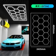 672W Hexagon Honeycomb LED Lighting 2.4*4.8M 8*16FT IP56 Auto Detailing Work Lighting 220V Hexagonal