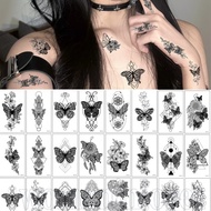 3D Black Butterfly Tattoo Set - Dark Series Tattoo Stickers - DIY Body False Tattoo - Cosplay Decals