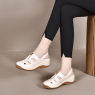 รองเท้าสตรีพื้นหนา2023สำหรับผู้หญิงรองเท้ามีสายรัดรองเท้าสตรีพื้นรองเท้าหนังแท้ใส่สบาย