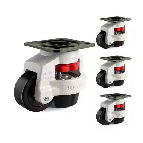 4Pcs Leveling Machine Casters with Rubber Pad,GD-60F 80F 100F Plate Mounted Retractable Workbench Ca