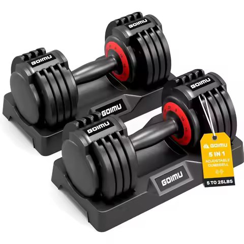 25-Pound Adjustable Dumbbells: Versatile 5-in-1 Weight Set with Non-Slip Grip for Home Fitness