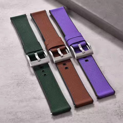 18mm 19mm 20mm 21mm FKM Rubber Strap Quick Release Canvas Grain Mixed FKM Material Flat End Universa