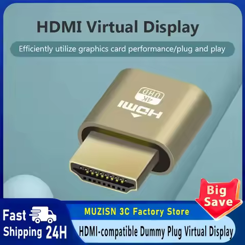 HDMI-Compatible Dummy Plug Virtual Display Headless Ghost Display Emulator 4K DDC EDID Dummy Emulato
