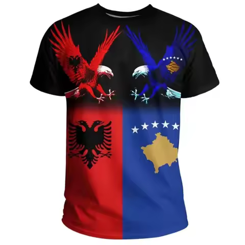Newest Country Flag Retro Albania Symbol NewFashion Men/Women 3Dprint Summer T-Shirts Albania-Kosovo