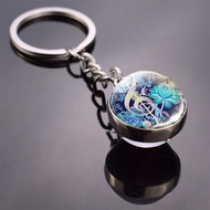 Music Instrument Keychain Piano Flute Clarinet Violin Double Side Glass Ball Keyring Musical Note Ca