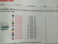 ลูกเซอร์กิตเบรกเกอร์ 4P 6A H7-06/4C HACO H7-10/4C 10A H7-16/4C 16A H7-20/4C 20A H7-25/4C 25A H7-32/4