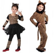 ชุดเสือดาวเสือชีตาห์สำหรับเด็กผู้หญิงชุดฮาโลวีนเด็กสัตว์ชุดวันซี่