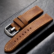 Genuine Leather Strap 22 20 24mm Brown Retro Watch Chain Men's Watch Strap