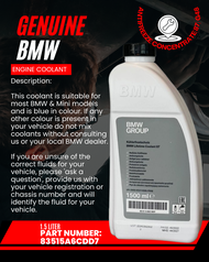 Genuine BMW Engine Coolant Antifreeze Concentrate (87) G48 1.5 Liter 83515A6CDD7 RM58