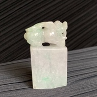 天然A貨緬甸玉 翡翠印章 招財貔貅 印章  開運印鑑 免費開光