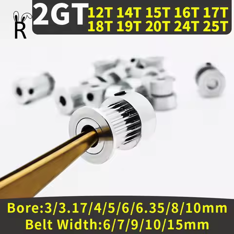 2GT Timing Pulley 12 14 15 16 17 18 20 24 25Teeth Bore 3/4/5/6/8/10mm Belt Width 6/10mm 3D Printer P