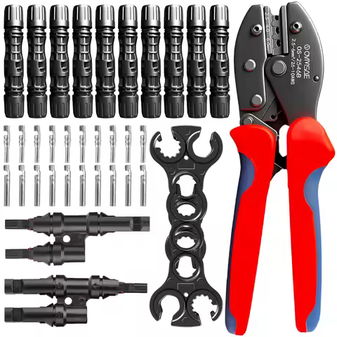 Solar Crimper Tool onnector 24 PCS Solar Tools for PV MC4 Connectors10-14AWG Ratcheting Crimper, 10