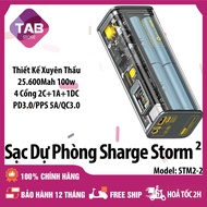 Sạc Dự Phòng Trong Suốt SHARGE/Shargeek STORM 2 25600mah 100w Có Màn LED 4 Cổng - Bảo Hành 1T (STM2
