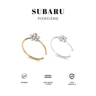 Herauve Tindik Subaru Cincin Hidung Palsu Tipe C Bunga Plum Cincin Hidung Tindik Baja Tahan Karat