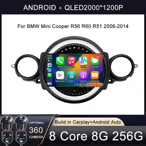 Android 16 Car Player Radio For BMW Mini Cooper R56 R60 R51 2006-2014 Carplay Multimedia Wireless Na