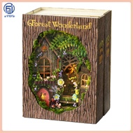 DIY Book Nook Kit with 3D Puzzle Model Building Wooden Bookshelf Bookend Toy Halloween Christmas Bir