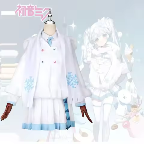 2025 Snow Miku Cosplay Costume Anime Miku Sweet Cute White Cloak Dress Long Wig Outfits Halloween Ch