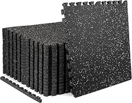 0.79in Extra-Thick 72 Sq Ft Exercise Equipment Mats, 18 Tiles Rubber Top EVA Foam Workout Mats, Inte