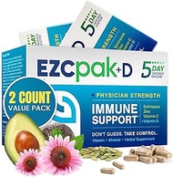 EZC Pak+D 5-Day Immune System Booster for Cold and Flu Relief with Echinacea, Vitamin C, Vitamin D a